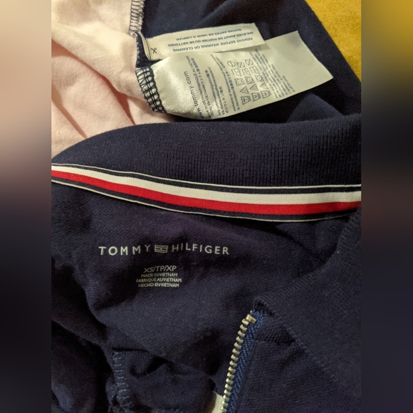 Tommy Hilfiger Colourblock pink navy grey white Zipper Polo Golf Tee Logo Patch - Picture 3 of 5